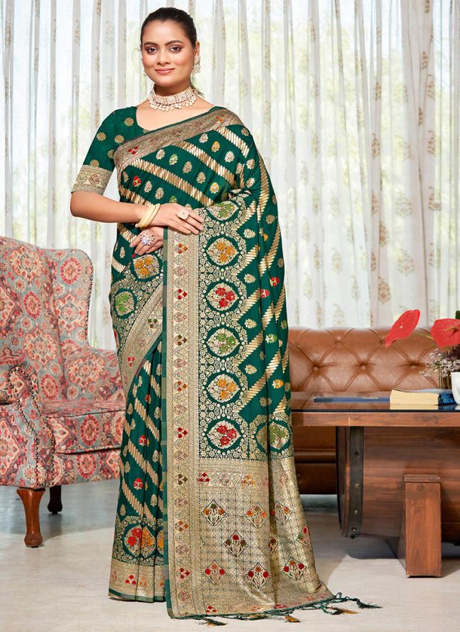 Silk Green Festival Wear Weaving Saree